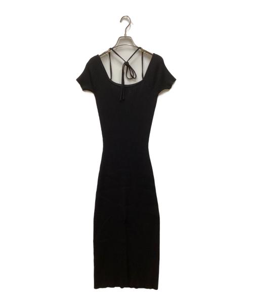 darich（ダーリッチ）Darich (ダーリッチ) オフショルニットリボンワンピース ブラック サイズ:FREEの古着・服飾アイテム