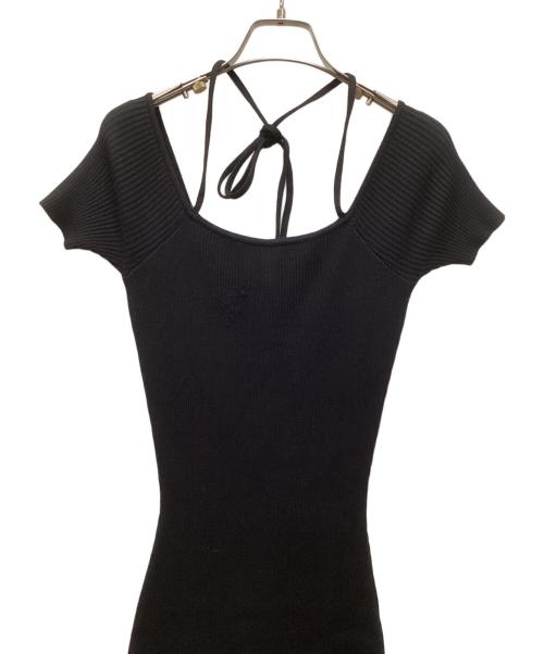 darich（ダーリッチ）Darich (ダーリッチ) オフショルニットリボンワンピース ブラック サイズ:FREEの古着・服飾アイテム