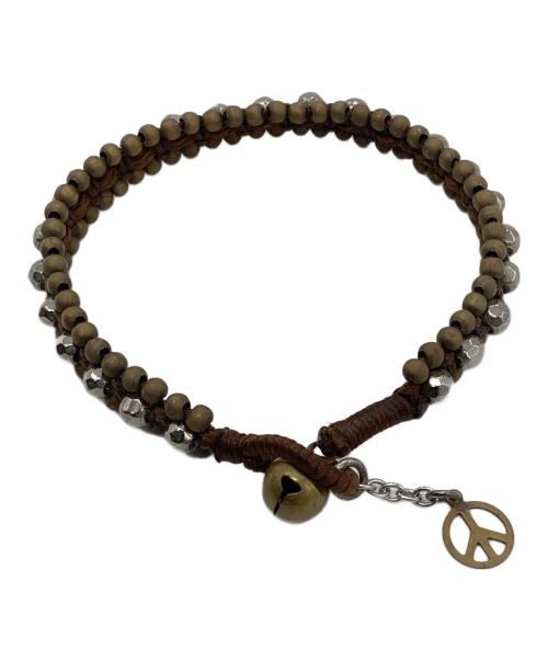 gunda（ガンダ）gunda (ガンダ) ベル ピースマーク ビーズブレスレット ブラウンの古着・服飾アイテム