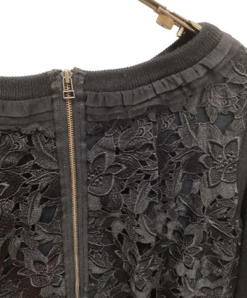 LANVIN en Bleu（ランバンオンブルー）LANVIN en Bleu (ランバンオンブルー) レース切替ニットワンピース ブラック サイズ:38の古着・服飾アイテム