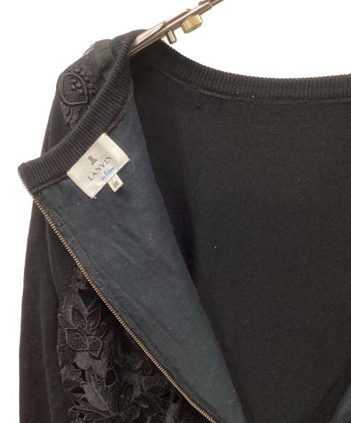 LANVIN en Bleu（ランバンオンブルー）LANVIN en Bleu (ランバンオンブルー) レース切替ニットワンピース ブラック サイズ:38の古着・服飾アイテム