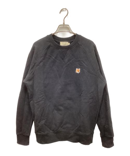 maison kitsune（メゾンキツネ）MAISON KITSUNE (メゾンキツネ) フォックスパッチロゴスウェット ブラック サイズ:Mの古着・服飾アイテム
