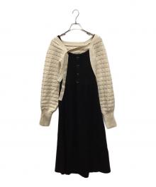 KUOSE（クオセ）の古着「クロップドカーディガンとドレス」｜ブラック