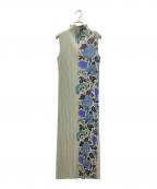 PLEATS PLEASEプリーツプリーズ）の古着「グラフィックプリーツノースリーブワンピース」｜黄緑