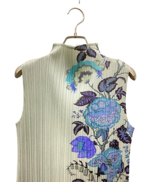 PLEATS PLEASE（プリーツプリーズ）PLEATS PLEASE (プリーツプリーズ) グラフィックプリーツノースリーブワンピース 黄緑 サイズ:3の古着・服飾アイテム