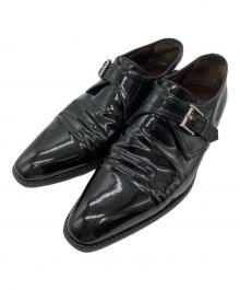 a.testoni（アテストーニ）の古着「エナメルモンクストラップシューズ」｜ブラック