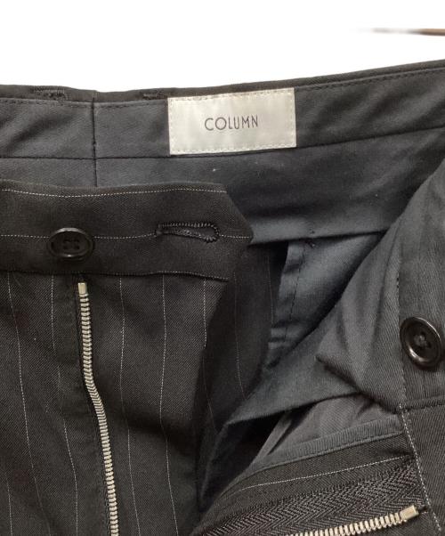 COLUMN（コラム）COLUMN (コラム) ピンストライプ 2プリーツスラックス ブラック サイズ:Mの古着・服飾アイテム