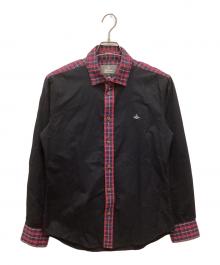 Vivienne Westwood man（ヴィヴィアン ウェストウッド マン）の古着「オーブ刺繍切替チェックシャツ」｜レッド×ブラック