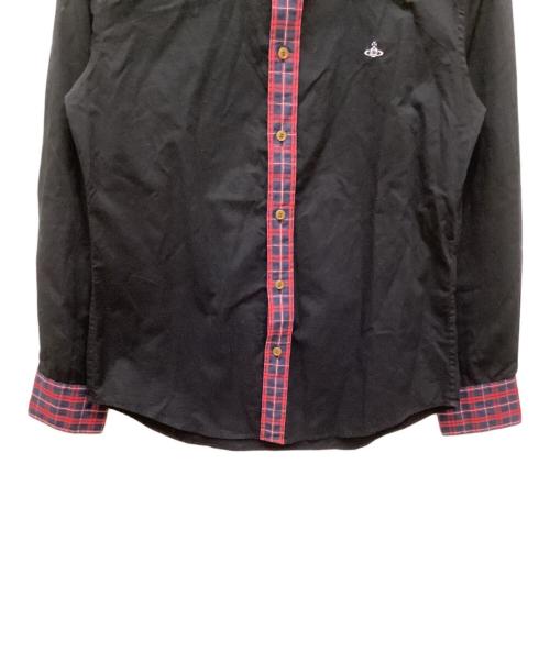 Vivienne Westwood man（ヴィヴィアン ウェストウッド マン）Vivienne Westwood man (ヴィヴィアン ウェストウッド マン) オーブ刺繍切替チェックシャツ レッド×ブラック サイズ:48の古着・服飾アイテム