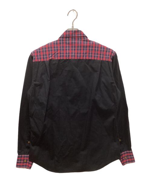 Vivienne Westwood man（ヴィヴィアン ウェストウッド マン）Vivienne Westwood man (ヴィヴィアン ウェストウッド マン) オーブ刺繍切替チェックシャツ レッド×ブラック サイズ:48の古着・服飾アイテム