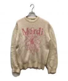 Mardi Mercredi（マルディメクルディ）の古着「フラワーロゴニット」｜ベージュ