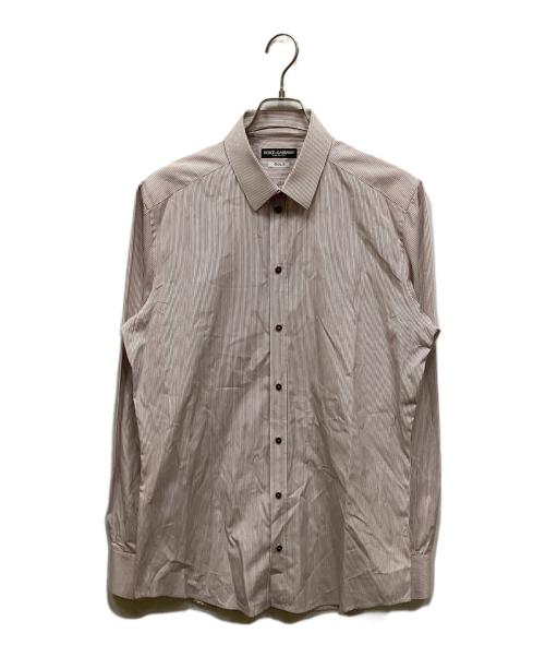 DOLCE & GABBANA（ドルチェ＆ガッバーナ）DOLCE & GABBANA (ドルチェ＆ガッバーナ) ストライプシャツ ホワイト×レッド サイズ:16 1/2の古着・服飾アイテム