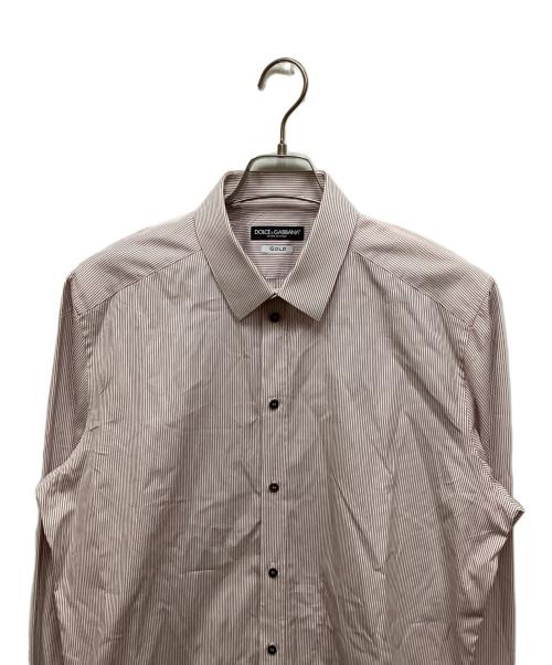 DOLCE & GABBANA（ドルチェ＆ガッバーナ）DOLCE & GABBANA (ドルチェ＆ガッバーナ) ストライプシャツ ホワイト×レッド サイズ:16 1/2の古着・服飾アイテム