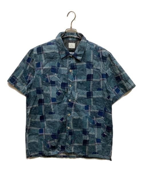 PS Paul Smith（ＰＳポールスミス）PS Paul Smith (ＰＳポールスミス) 総柄半袖シャツ ブルー サイズ:XLの古着・服飾アイテム