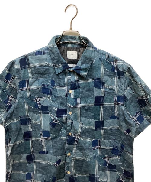 PS Paul Smith（ＰＳポールスミス）PS Paul Smith (ＰＳポールスミス) 総柄半袖シャツ ブルー サイズ:XLの古着・服飾アイテム