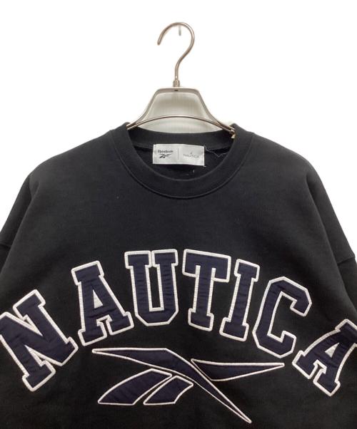 REEBOK（リーボック）REEBOK (リーボック) NAUTICA (ノーティカ) ロゴスウェット ブラック サイズ:Sの古着・服飾アイテム