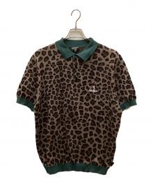 THURSDAY GOLFIN BUTCHERS（サーズデイゴルフィンブッチャーズ）の古着「レオパードニットポロシャツ」｜グリーン×ブラウン