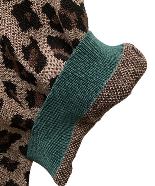 THURSDAY GOLFIN BUTCHERS（サーズデイゴルフィンブッチャーズ）THURSDAY GOLFIN BUTCHERS (サーズデイゴルフィンブッチャーズ) レオパードニットポロシャツ グリーン×ブラウン サイズ:Lの古着・服飾アイテム