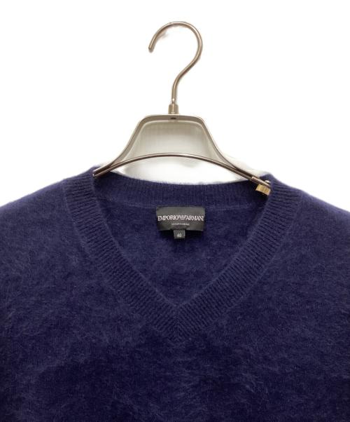 EMPORIO ARMANI（エンポリオ アルマーニ）EMPORIO ARMANI (エンポリオ アルマーニ) シャギーVネックニット ブルー サイズ:40の古着・服飾アイテム