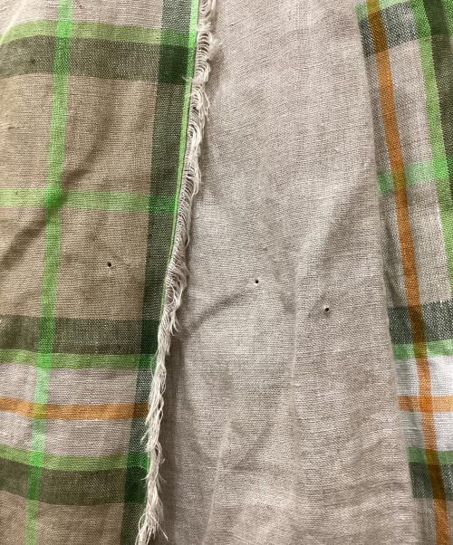 O'NEIL OF DUBLIN（オニールオブダブリン）O'NEIL OF DUBLIN (オニールオブダブリン) チェックリネン ロングラップスカート グリーン サイズ:US6の古着・服飾アイテム