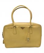 PRADAプラダ）の古着「Yellow Saffiano Leather Bauletto Handbag」｜イエロー