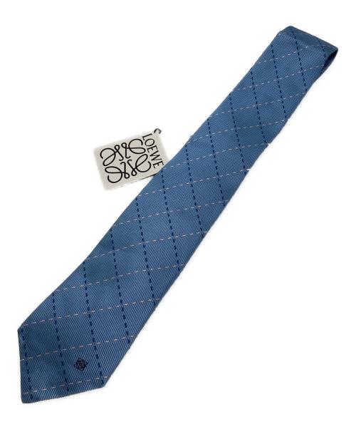 LOEWE（ロエベ）LOEWE (ロエベ) ステッチデザインアナグラムシルクネクタイ スカイブルー サイズ:表記無しの古着・服飾アイテム