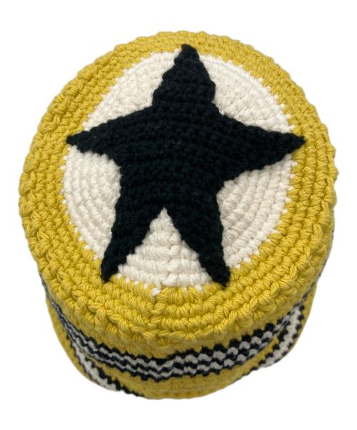 RICE NINE TEN（ライスナインテン）RICE NINE TEN (ライスナインテン) クロシェニットハット イエローの古着・服飾アイテム