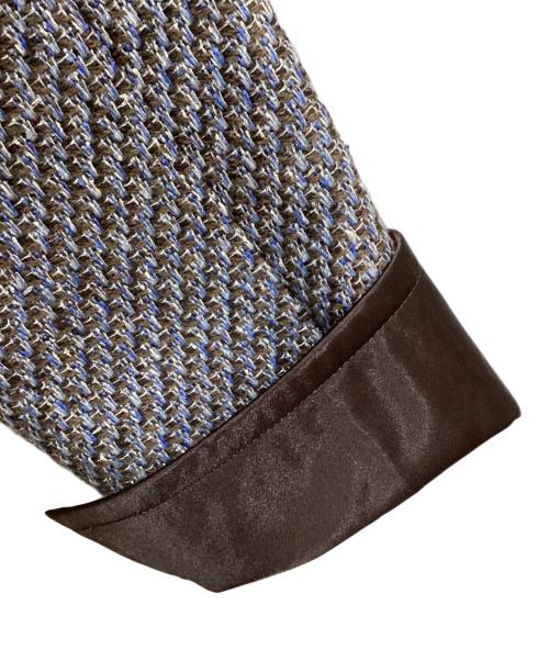 LANVIN COLLECTION（ランバンコレクション）LANVIN COLLECTION (ランバンコレクション) ノーカラーツイードジャケット ブラウン×ブルー サイズ:採寸参照の古着・服飾アイテム