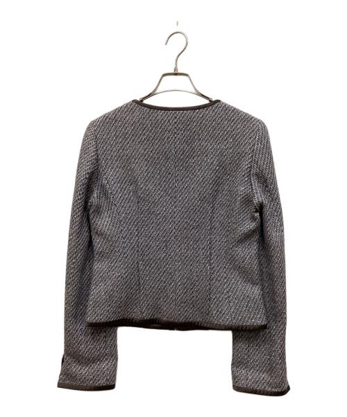 LANVIN COLLECTION（ランバンコレクション）LANVIN COLLECTION (ランバンコレクション) ノーカラーツイードジャケット ブラウン×ブルー サイズ:採寸参照の古着・服飾アイテム