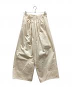 HERITANOVUMヘリテノーム）の古着「ギャザーチノパンツ」｜アイボリー