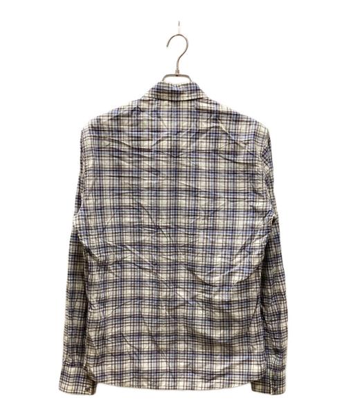 DOLCE & GABBANA（ドルチェ＆ガッバーナ）DOLCE & GABBANA (ドルチェ＆ガッバーナ) SICILIAスナップチェックシャツ ブルー×アイボリー サイズ:42の古着・服飾アイテム