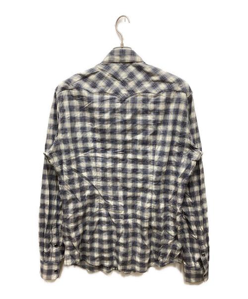 DOLCE & GABBANA（ドルチェ＆ガッバーナ）DOLCE & GABBANA (ドルチェ＆ガッバーナ) チェック柄ウエスタンシャツ ブルー×アイボリー サイズ:42の古着・服飾アイテム