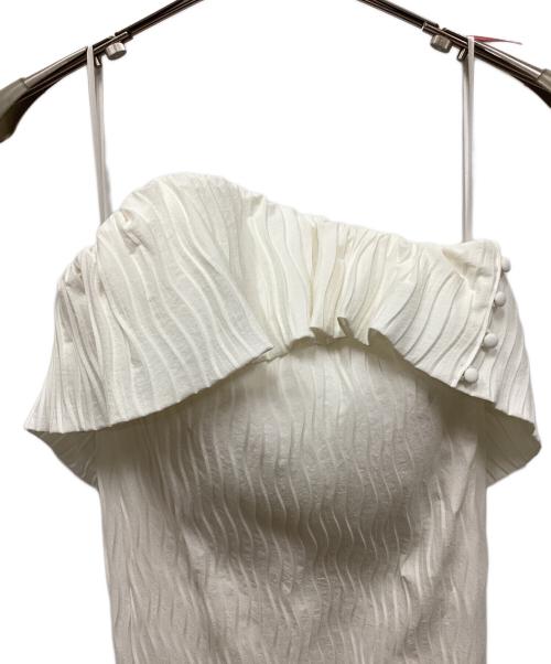 Mame Kurogouchi（マメクロゴウチ）Mame Kurogouchi (マメクロゴウチ) Wave Pleats Baretop Dress / ウェーブプリーツベアトップドレス アイボリー サイズ:1の古着・服飾アイテム