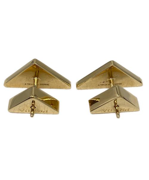 PRADA（プラダ）PRADA (プラダ) エナメルメタル トライアングルプレート ピアス ブラックの古着・服飾アイテム