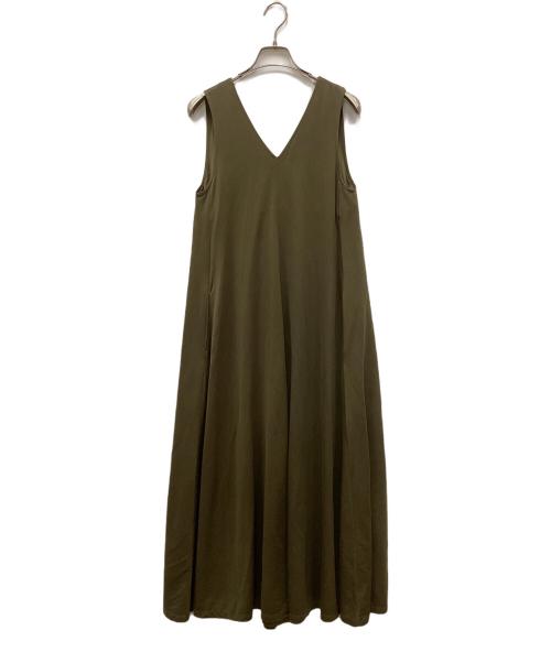 CABAN（キャバン）CABAN (キャバン) キュプラポリエステルスムース Vネックワンピース オリーブ サイズ:FREEの古着・服飾アイテム