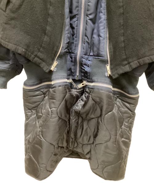 UNDERCOVER（アンダーカバー）UNDERCOVER (アンダーカバー) ALPHA (アルファ) 縮絨フードベストレイヤードカスタムMA-1コート ネイビー サイズ:4の古着・服飾アイテム