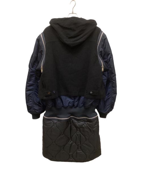 UNDERCOVER（アンダーカバー）UNDERCOVER (アンダーカバー) ALPHA (アルファ) 縮絨フードベストレイヤードカスタムMA-1コート ネイビー サイズ:4の古着・服飾アイテム