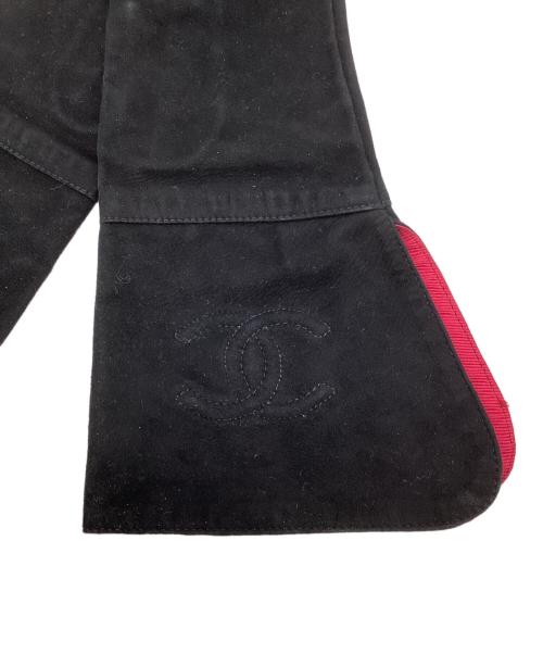 CHANEL（シャネル）CHANEL (シャネル) ココマークスエードグローブ ブラック×ピンク サイズ:7の古着・服飾アイテム