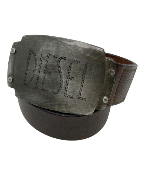 DIESEL（ディーゼル）DIESEL (ディーゼル) ロゴバックルレザーベルト サイズ:90/36の古着・服飾アイテム
