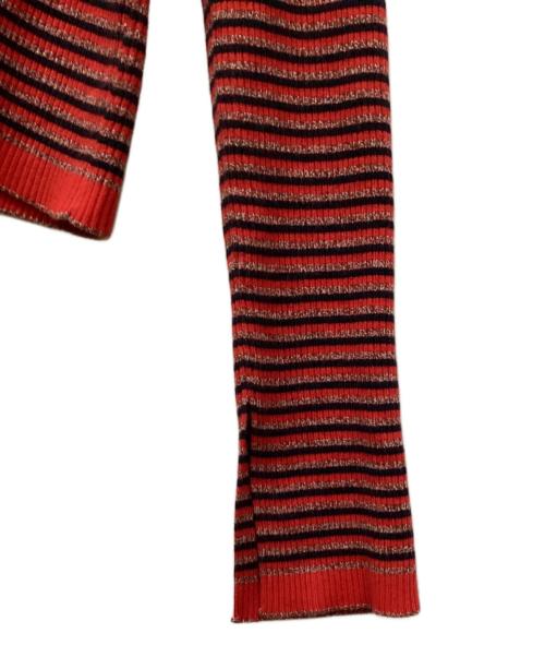MACPHEE（マカフィー）MACPHEE (マカフィー) コットンリブ Vネックカーディガン ネイビー×レッド サイズ:Sの古着・服飾アイテム