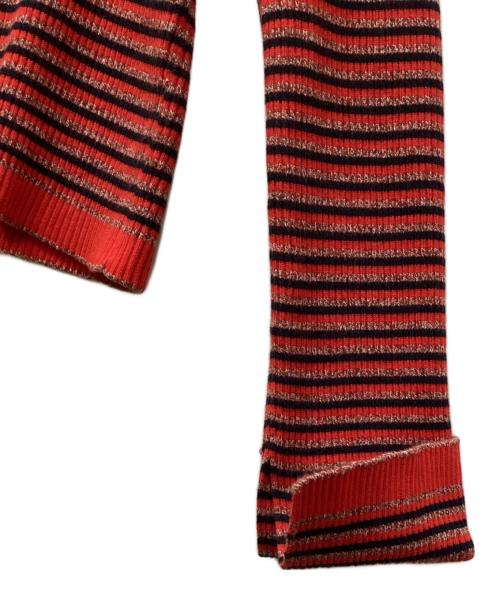 MACPHEE（マカフィー）MACPHEE (マカフィー) コットンリブ Vネックカーディガン ネイビー×レッド サイズ:Sの古着・服飾アイテム