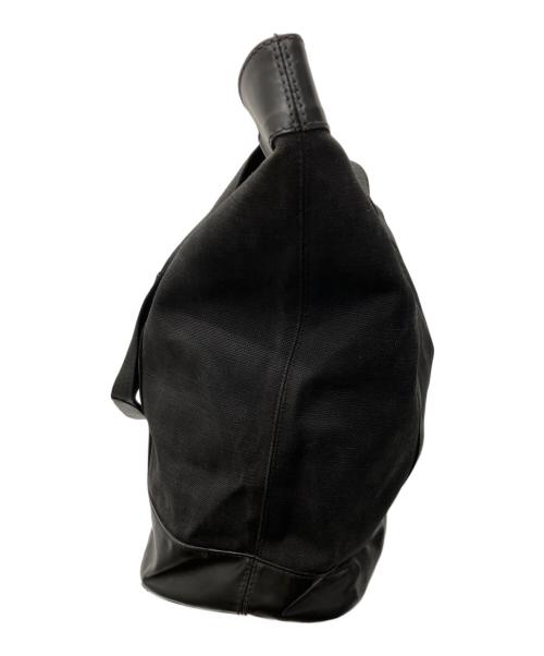 BALENCIAGA（バレンシアガ）BALENCIAGA (バレンシアガ) ネイビーキャンバスレザートートバッグ ブラックの古着・服飾アイテム