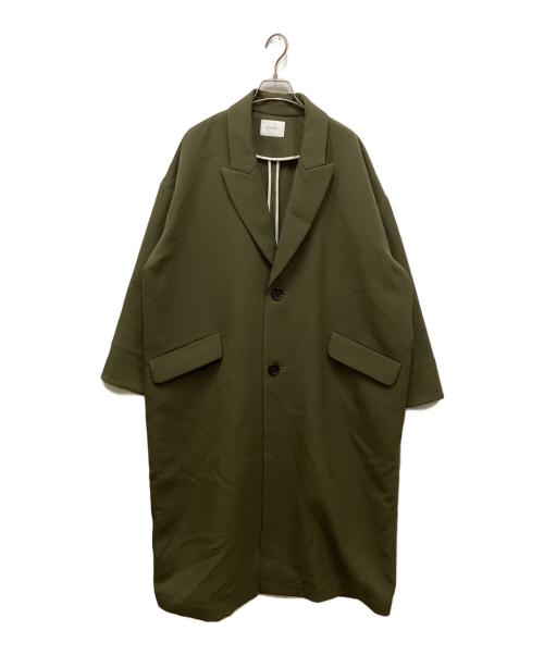 manon（マノン）MANON (マノン) ジャージー ビッグ ロング コート カーキの古着・服飾アイテム