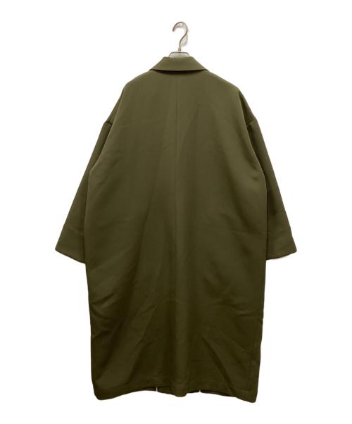 manon（マノン）MANON (マノン) ジャージー ビッグ ロング コート カーキの古着・服飾アイテム