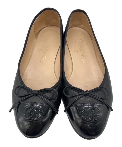 CHANEL（シャネル）CHANEL (シャネル) バレリーナココマークフラットリボンパンプス ブラック サイズ:36cの古着・服飾アイテム