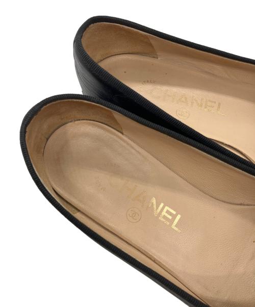 CHANEL（シャネル）CHANEL (シャネル) バレリーナココマークフラットリボンパンプス ブラック サイズ:36cの古着・服飾アイテム