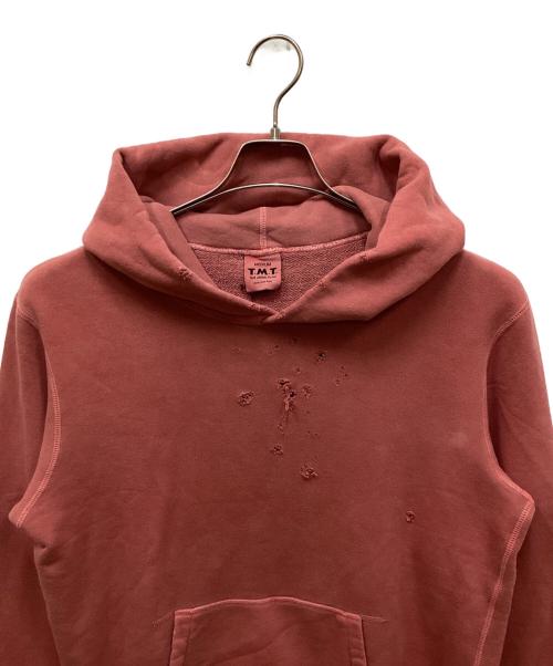 TMT（ティーエムティー）TMT (ティーエムティー) SHOT GUN DAMAGE HOODIE(ショットガンダメージフーディ) ピンク サイズ:Mの古着・服飾アイテム