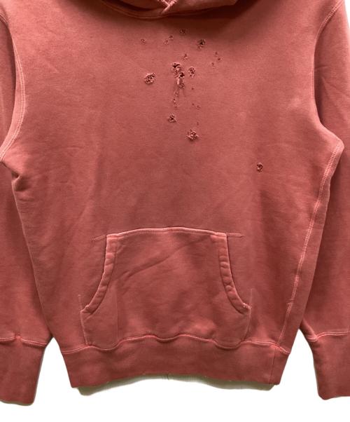 TMT（ティーエムティー）TMT (ティーエムティー) SHOT GUN DAMAGE HOODIE(ショットガンダメージフーディ) ピンク サイズ:Mの古着・服飾アイテム
