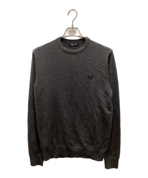 FRED PERRY（フレッドペリー）FRED PERRY (フレッドペリー) ロゴ刺繍クルーニット グレー サイズ:Mの古着・服飾アイテム