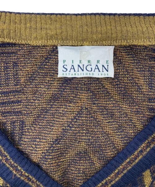 PIERRE SANGAN（ピエール・サンガン）PIERRE SANGAN (ピエール・サンガン) USED (ユーズド) 総柄Vネックニット ネイビー サイズ:Mの古着・服飾アイテム
